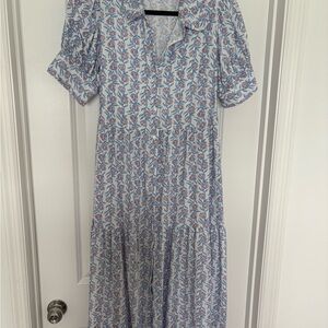 Crown & Ivy Blue and White Floral Midi Dress